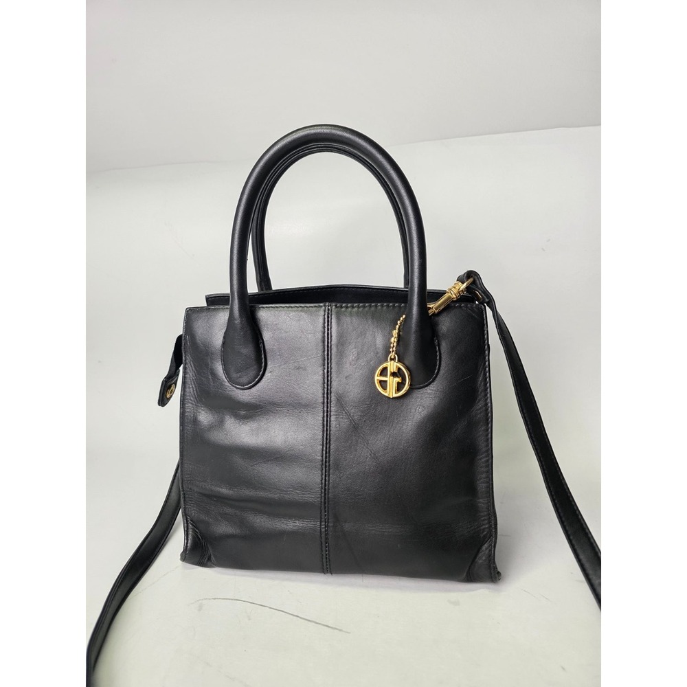 GIANI BERNINI Crossbody Shoulder Bag‎ Black Leather Handbag Classic Purse Vtg